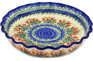 bakeware baking accessories polish pottery stoneware pie dish fluted 