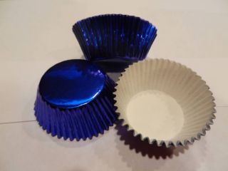 48 Blue Foil Cupcake Liners Baking Cups Cake Candy Cookie Decorations 