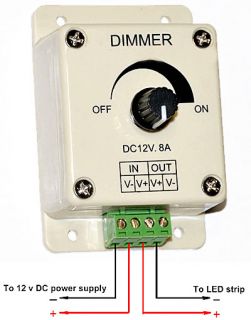 Low Voltage Manual Dimmer for 12 Volt LED 12VDC 8 Amps for RV Trailer 