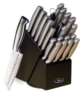 Oster 22 Piece Cutlery Block Brushed Satin Knife Kitchen Knives Block 
