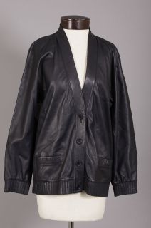 Bally Lambskin Leather Shirt Jacket Blazer Cardigan Sz 8