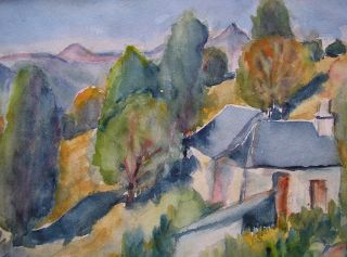 Painting Simone Fonfreide Fauvist Landscape Auvergne 16