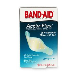 Band Aid Activ Flex Premium Adhesive Bandages Regular 10 Ea