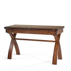 Bali Collection Flip Top Sofa Console Accent Table in Wood Nutmeg 