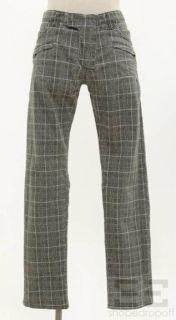Balmain Mens Grey White Glen Plaid Printed Denim Jeans Size 32
