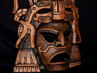 Large Aztec Warrior Mask Mayan Pottery Maya Mexican Art Head Mexico 