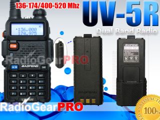 BaoFeng UV 5R Dual Band Ham Radio 136 174/400 520 + extra 3800 mah 