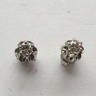 14k White Gold Diamond Stud Earrings Buttercup Mounting