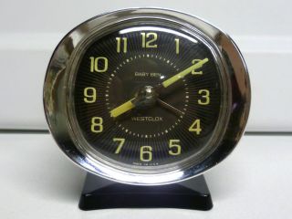 Vintage Westclox Baby Ben Alarm Clock Made in USA Wind Up Silver Black 