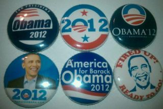 6x Barack Obama 2012 Presidential Buttons Badges shirt pins FIRED UP