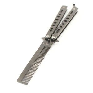 Comb Balisong Butterfly Knife Tricks Practice Trainer Black Metal USA 