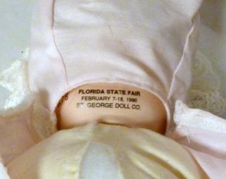 OOAK BISQUE St. George BABY GIRL BAPTISM DOLL Florida STATE FAIR ENTRY