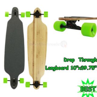 Bamboo Drop Through Longboard Skateboard thru Natural 10x39 75 