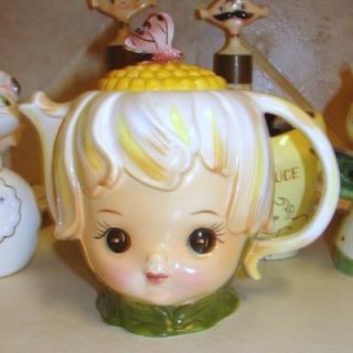 Vintage Lefton Thumbelina Honey Girl Figurine Teapot Tea Pot Pitcher 