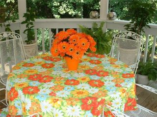 New Bardwil Linens Sunny Days Indoor Outdoor Fabric Tablecloth 52 x 70 