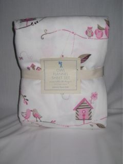 Pottery Barn Kids Pink Owl Flannel Twin Duvet Cover Sheet Set NEW