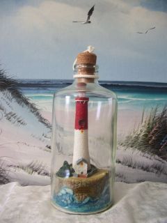 BARNEGAT Long Beach Island New Jersey Light House in Bottle with Ocean 