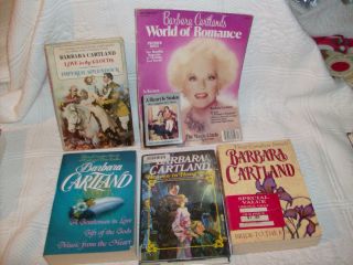 Lot of 4 Barbara Cartland Romance hardcover novels + issue of World of 