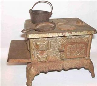 1890 s ivy wood stove salesmens sample w cookware