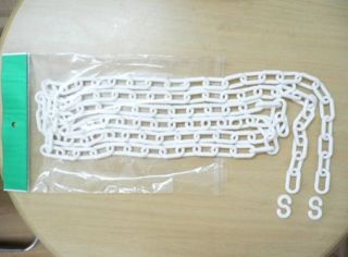 Continuous Plastic White Decorative Barrier Chains 6mm x 118〞with 2 