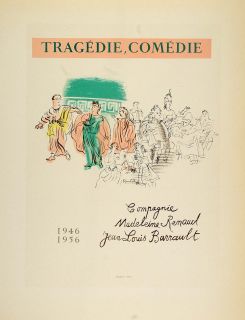 1959 Lithograph Raoul Dufy Greek Tragedy Comedy Mourlot   ORIGINAL