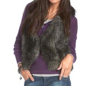 esprit $ 90 faux fur black cropped vest medium