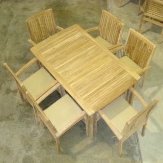 Outdoor Teak Wood Patio Furniture 7 PC Dining Set CR