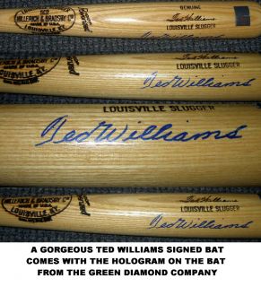 Ted Williams Auto Signed Baseball Bat Green Diamond WOW