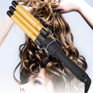 Three Barrel Professional Twister Waver Wand Hair Curler Curling Iron 