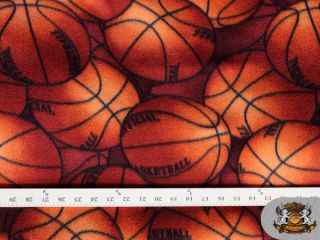 Polar Fleece Fabric Printed Basketballs by The Yrd