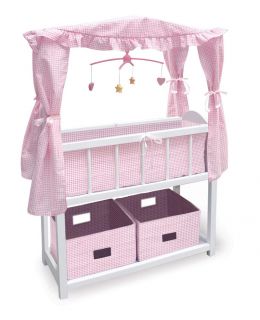   Basket Canopy Doll Crib w Baskets Bedding Mobile 01723 New