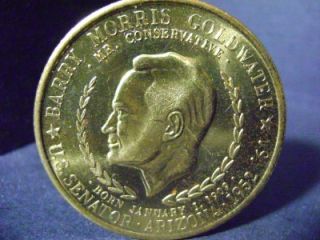 Barry M Goldwater U s Senator Arizona 1952 1964 Medal BRASS38MM Lot G2 