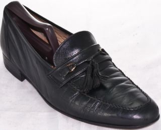    Men Bally black leather work dress casual tassel loafer shoe 8 5 EEE