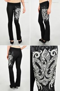 Fleur De Lis Yoga Pants (High Quality) Black Various Size S M L