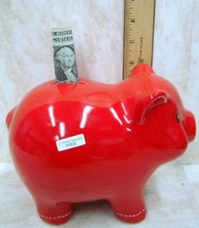 Piggy Bank Red Stitching Coins Personalized Free 167758