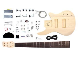 Unfinished 6 String Electric Bass Guitar Kit Project DIY Elm Body New 