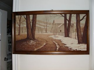 Batchelder Winter Scene on Linen Vintage