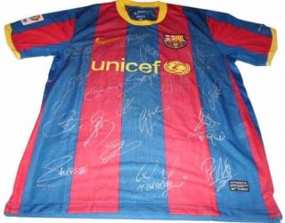 Barcelona Signed Autographed Short Sleeved Football Soccer Jersey 