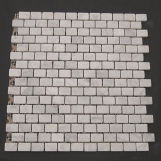 White Carrera Carrara Mini Brick Tile Mosaic Tumbled