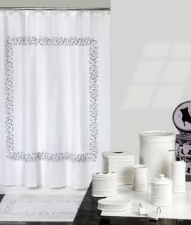   Black White Scrolls Bath Accessories Bathroom Collection