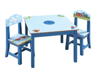 Guidecraft Transportation Hand Painted Table & Chairs (3 Piece Set)