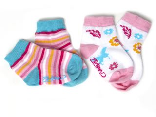 Zutano Flower & Stripe Ankle Socks (2 Pair)