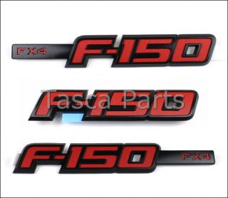   OF 3 RED APPEARANCE FENDER & TAILGATE EMBLEM SET 2012 FORD F 150 FX4