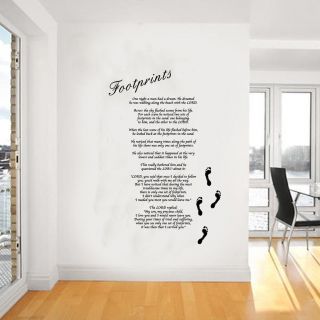 Footprints in the Sand Giant Wall Art, Poem, Decal, Mural,Stickers 