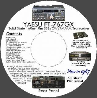 Yaesu FT 767GX Solid State 160m 10m SSB/CW/FM/AM Xcvr Info CD
