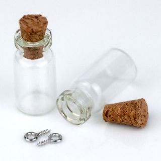 12x24mm Tiny Clear Glass Bottles Vials Pendants With Cork Eyehook gb03 