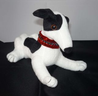 Greyhound Blingy Beanie Baby   Black + White w Martingale