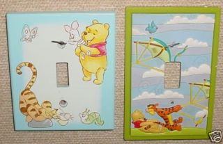 Classic Pooh 2 Light Switch Covers Nursery Baby VGC Winnie the Pooh