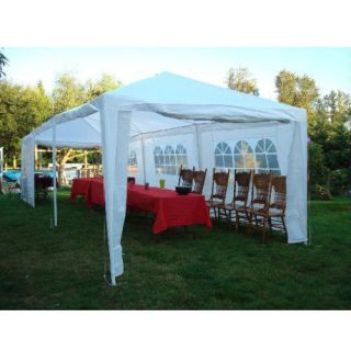 Palm Springs 10 x 30 White Party Tent Wedding Canopy Gazebo with 6 