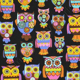 Newly listed Timeless Treasures Owl & Apple Black Novelty Cotton Quilt 